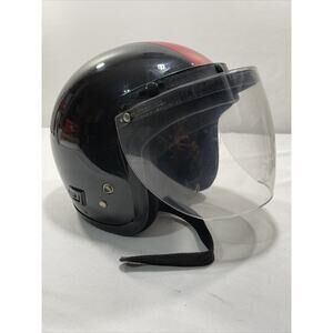 Black And Red Helmet DOT Gr 1000 Rider Mod. H1 Italy Motorcycle Scooter Vintage